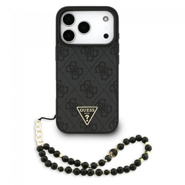 Θήκη PU Guess Apple iPhone 17 Pro Max Hardcase Classic Logo 4G Triangle με Pearl Strap Μαύρο Θήκη PU Guess Apple iPhone 17 Pro Max Hardcase Classic Logo 4G Triangle με Pearl Strap Μαύρο