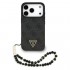 Θήκη PU Guess Apple iPhone 17 Pro Max Hardcase Classic Logo 4G Triangle με Pearl Strap Μαύρο