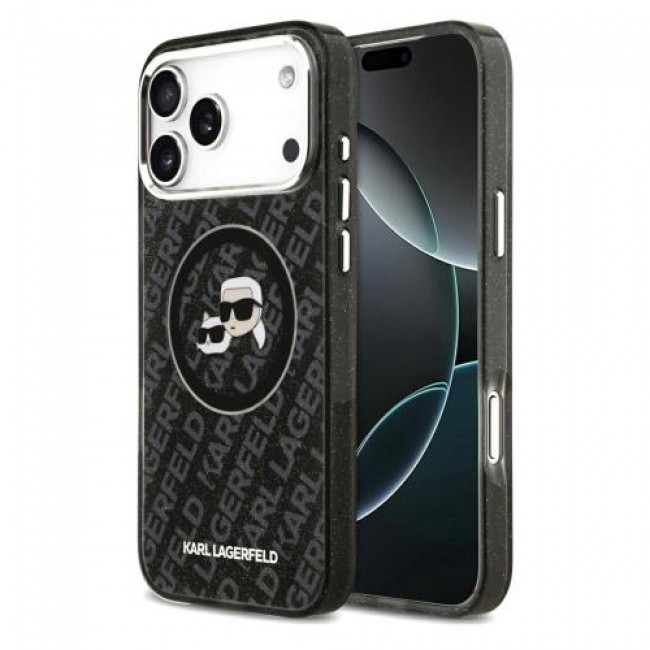 Θήκη Σιλικόνης Karl Lagerfeld Apple iPhone 17 Pro Max Magsafe Glitter Karl & Choupette Heads Μαύρο Θήκη Σιλικόνης Karl Lagerfeld Apple iPhone 17 Pro Max Magsafe Glitter Karl & Choupette Heads Μαύρο