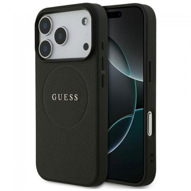 Θήκη PU Guess MagSafe Apple iPhone 17 Pro Max Grained Gold Ring Μαύρο Θήκη PU Guess MagSafe Apple iPhone 17 Pro Max Grained Gold Ring Μαύρο