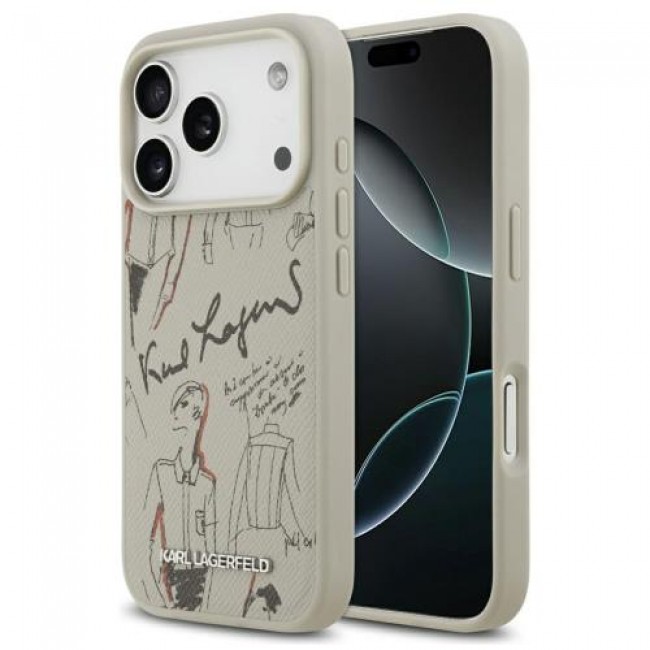 Θήκη TPU Karl Lagerfeld Apple iPhone 17 Pro Hardcase Grained Pattern Logo Γκρι Θήκη TPU Karl Lagerfeld Apple iPhone 17 Pro Hardcase Grained Pattern Logo Γκρι