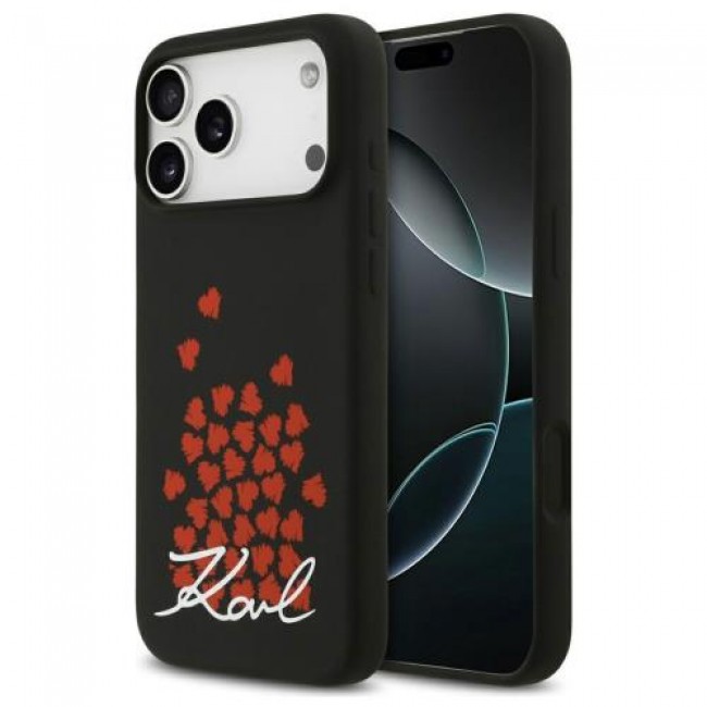 Θήκη Σιλικόνης Karl Lagerfeld Magsafe Apple iPhone 17 Pro Max Heart Sign Logo Μαύρο Θήκη Σιλικόνης Karl Lagerfeld Magsafe Apple iPhone 17 Pro Max Heart Sign Logo Μαύρο