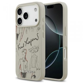 Θήκη TPU Karl Lagerfeld Apple iPhone 17 Pro Max Hardcase Grained Pattern Logo Γκρι