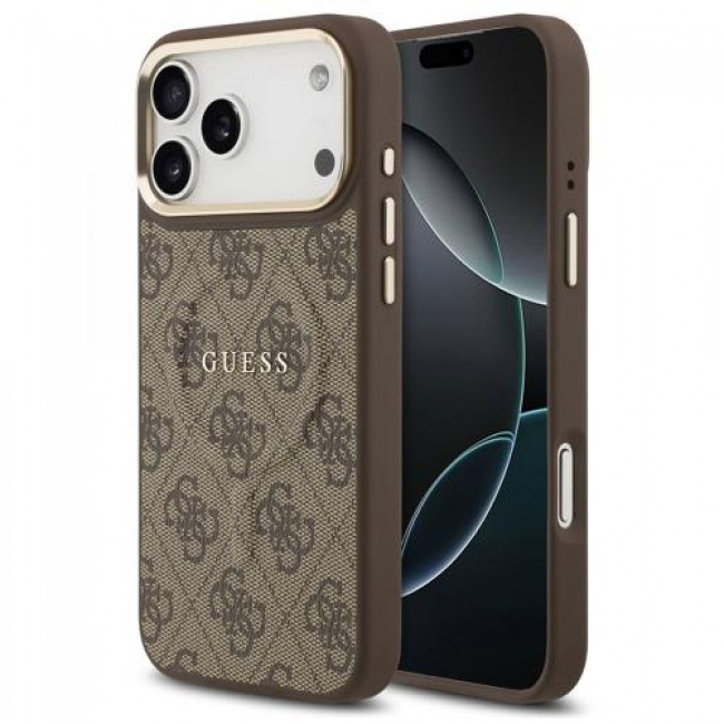 Θήκη PU Guess MagSafe Apple iPhone 17 Pro Max Hardcase Classic 4G Καφέ