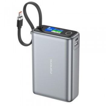 Φορτιστής Ανάγκης Foneng PX132 65W 20000mAh με 3 Θύρες & Έγχρωμη Οθόνη Σκούρο Γκρι