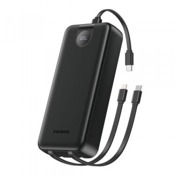 Φορτιστής Ανάγκης Foneng PX107 22.5W 20000mAh με 3 Ενσωματωμένα Καλώδια Μαύρο