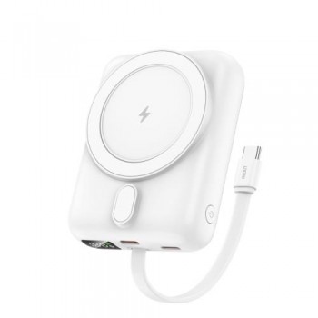 Φορτιστής Ανάγκης Foneng PX121 Magnetic Wireless 22.5W 10000mAh με Ενσωματωμένο Καλώδιο Ασημί