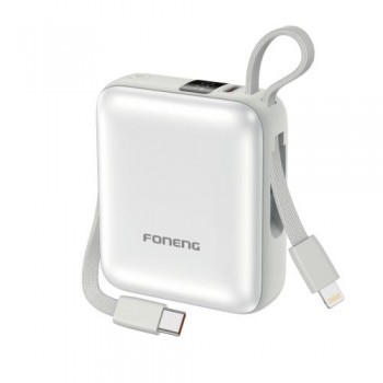 Φορτιστής Ανάγκης Foneng PX115 Mini PD 22.5W 10000mAh με 2 Ενσωματωμένα Καλώδια Χρύσο