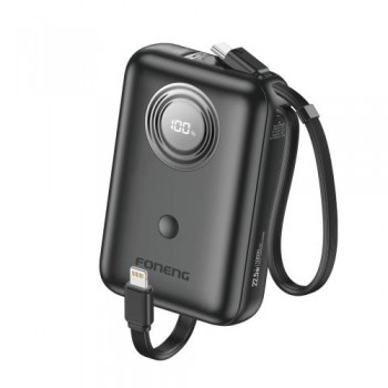 Φορτιστής Ανάγκης Foneng PX105 Mini 22.5W 10000mAh με 2 Ενσωματωμένα Καλώδια Μαύρο