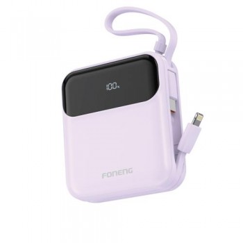 Φορτιστής Ανάγκης Foneng PX111 Mini PD 22.5W 10000mAh με 2 Ενσωματωμένα Καλώδια Μωβ