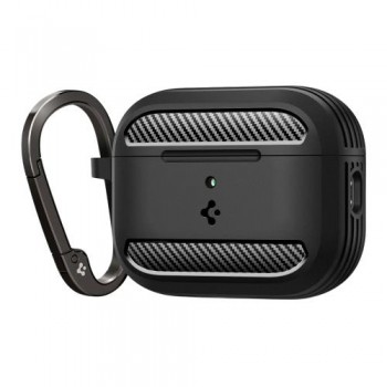 Θήκη Σιλικόνης Spigen Rugged Armor Apple AirPods Pro 3 με Γάντζο Μαύρο