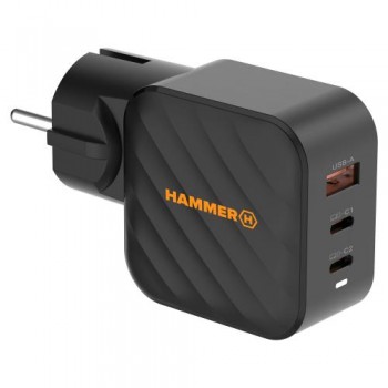 Φορτιστής Ταξιδίου Ταχείας Φόρτισης Hammer RapidCharge Duo με Τριπλή Έξοδο USB A & 2 x USB C PD 65W Μαύρο Φορτιστής Ταξιδίου Ταχείας Φόρτισης Hammer RapidCharge Duo με Τριπλή Έξοδο USB A & 2 x USB C PD 65W Μαύρο