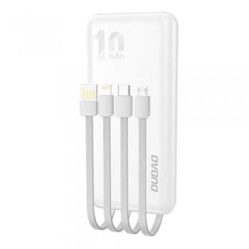Φορτιστής Ανάγκης Dudao K6Pro 15W 10000mAh με 4 Ενσωματωμένα Καλώδια Λευκό