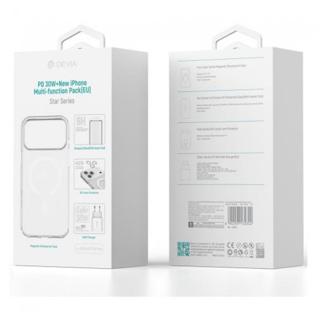 Φορτιστής Ταξιδίου Ταχείας Φόρτισης Devia PD 30W & Θήκη ShockProof & Tempered Glass & Camera Cover Apple iPhone 17 Pro Max Pack Λευκό Φορτιστής Ταξιδίου Ταχείας Φόρτισης Devia PD 30W & Θήκη ShockProof & Tempered Glass & Camera Cover Apple iPhone 17 Pro Max Pack Λευκό