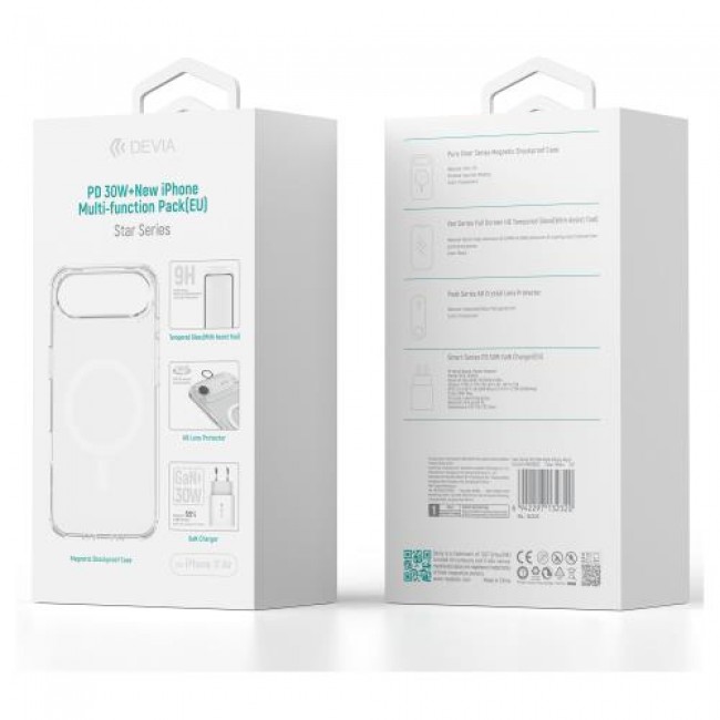 Φορτιστής Ταξιδίου Ταχείας Φόρτισης Devia PD 30W & Θήκη ShockProof & Tempered Glass & Camera Cover Apple iPhone 17 Air Pack Λευκό Φορτιστής Ταξιδίου Ταχείας Φόρτισης Devia PD 30W & Θήκη ShockProof & Tempered Glass & Camera Cover Apple iPhone 17 Air Pack Λευκό