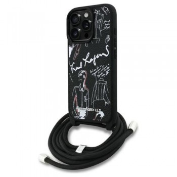 Θήκη Δερμάτινη Karl Lagerfeld Magsafe Apple iPhone 16 Pro Max Saffiano Crossbody Μαύρο