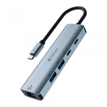 Hub USB C Devia EC701 5 σε 1 PD 100W RJ45 Leopard Γκρι Hub USB C Devia EC701 5 σε 1 PD 100W RJ45 Leopard Γκρι