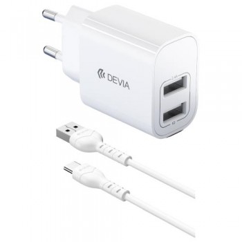 Φορτιστής Ταξιδίου Devia RLC-342 12W με Διπλή Έξοδο 2xUSB A & Καλώδιο USB C 1m Lite2 Λευκό Φορτιστής Ταξιδίου Devia RLC-342 12W με Διπλή Έξοδο 2xUSB A & Καλώδιο USB C 1m Lite2 Λευκό