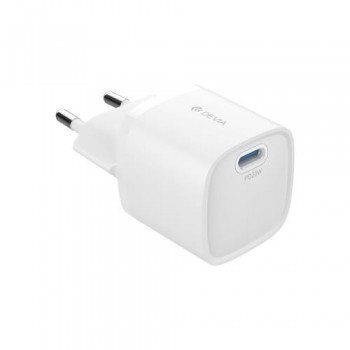 Φορτιστής Ταξιδίου Ταχείας Φόρτισης Devia RLC-543 Mini με Απλή Έξοδο USB C PD 20W GaN Extreme Λευκό