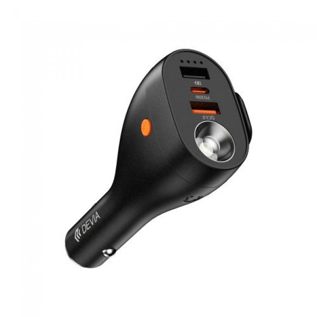 Φορτιστής Αυτοκινήτου Ταχείας Φόρτισης Devia EA509 6 σε 1 με Τριπλή Έξοδο 3xUSB A & USB C PD QC 3.0 30W Ultra1 Μαύρο