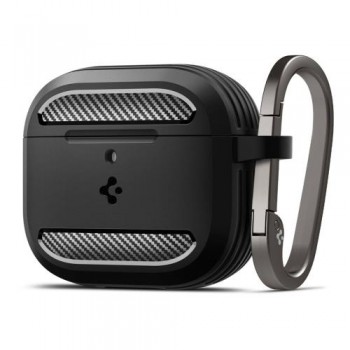 Θήκη Σιλικόνης Spigen Rugged Armor Apple AirPods 4 με Γάντζο Μαύρο