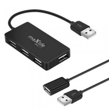 Hub USB A Maxlife 4 σε 1 to USB A & Καλώδιο USB A (Θηλυκό) to USB A (Αρσενικό) 1.5m Μαύρο Hub USB A Maxlife 4 σε 1 to USB A & Καλώδιο USB A (Θηλυκό) to USB A (Αρσενικό) 1.5m Μαύρο