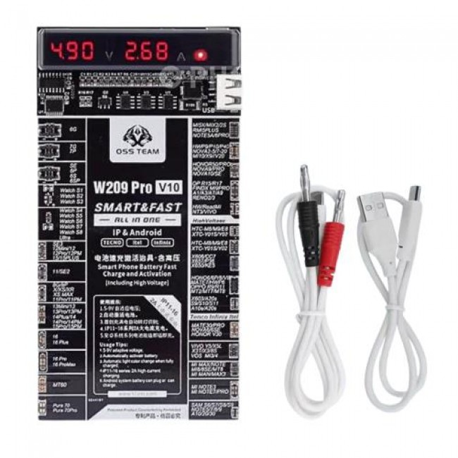 Πλακέτα W209 Pro για Έλεγχο Τάσης - Φόρτιση- Εκκίνηση Μπαταριών για Συσκευές iPhone & Android Version 10
