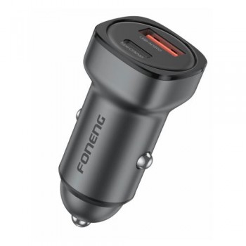 Φορτιστής Αυτοκινήτου Ταχείας Φόρτισης Foneng C23 με Διπλή Έξοδο USB A & USB C PD QC 30W Σκούρο Γκρι Φορτιστής Αυτοκινήτου Ταχείας Φόρτισης Foneng C23 με Διπλή Έξοδο USB A & USB C PD QC 30W Σκούρο Γκρι