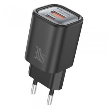 Φορτιστής Ταξιδίου Ταχείας Φόρτισης Foneng EU71 με Διπλή Έξοδο USB Α & USB C PD 30W GaN Μαύρο