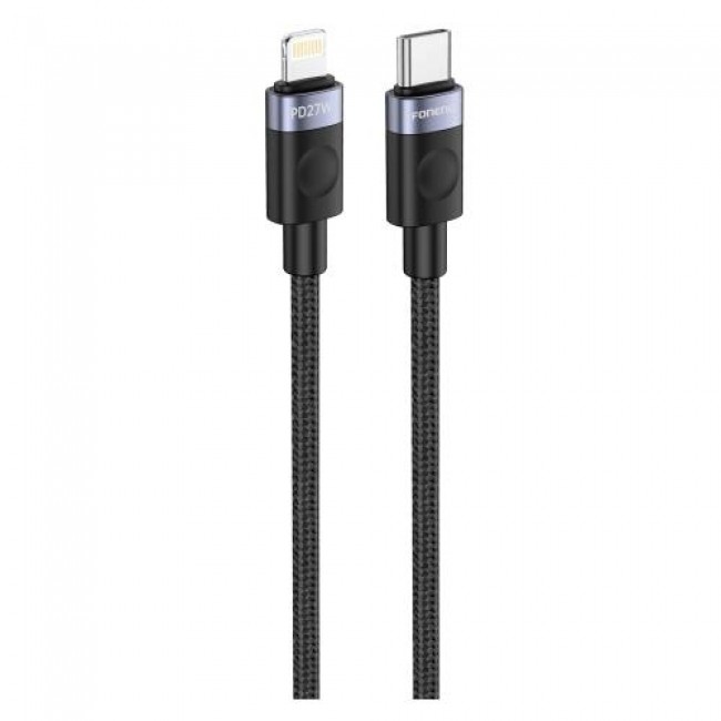 Καλώδιο Σύνδεσης USB 2.0 Foneng X115 Metal Head Braided USB C σε Lightning PD 27W 1m Μαύρο