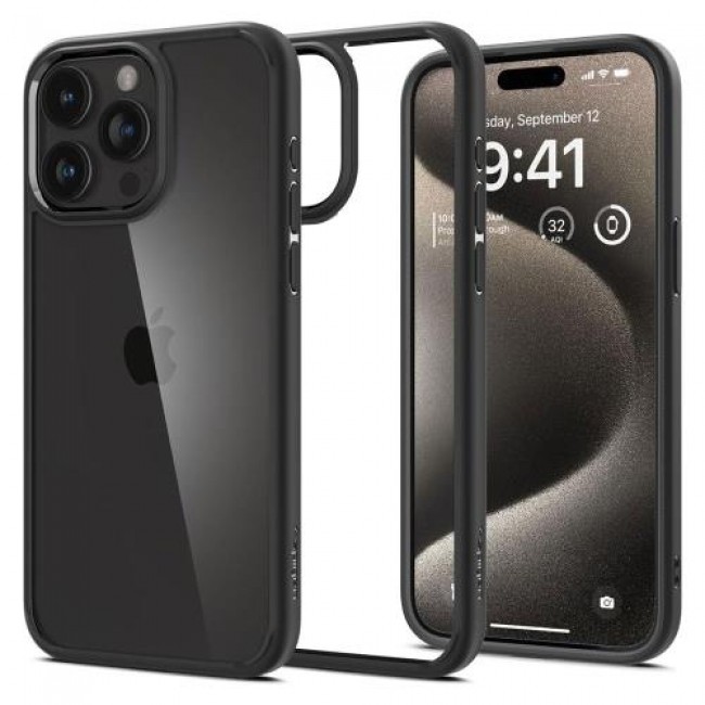 Θήκη TPU & PC Spigen Ultra Hybrid Apple iPhone 15 Pro Διάφανο-Μαύρο