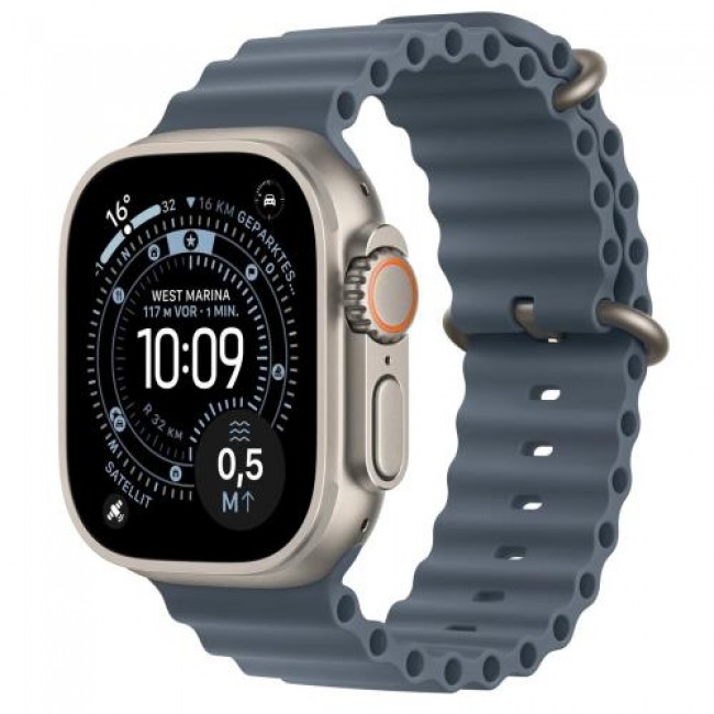 Apple Watch Ultra 3 49mm LTE Natural Titanium με Band Ocean Medium Μπλε