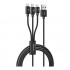 Καλώδιο Σύνδεσης USB 2.0 Devia EC048 Braided 3 σε 1 USB A σε micro USB & USB C & Lightning 15W 1.2m Gracious Μαύρο