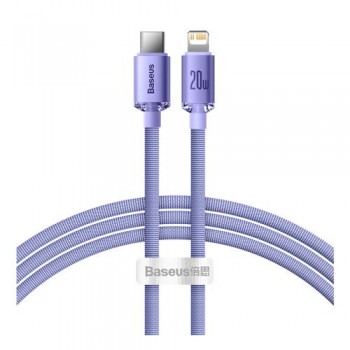Καλώδιο Σύνδεσης USB 2.0 Baseus Crystal Shine USB C σε Lightning PD 20W 2m Μωβ