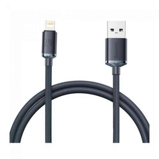 Καλώδιο Σύνδεσης USB 2.0 Baseus Crystal Shine USB A σε Lightning 12W 2.4A 1.2m Μαύρο