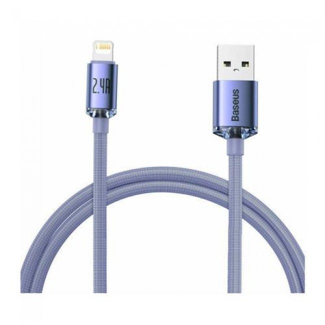 Καλώδιο Σύνδεσης USB 2.0 Baseus Crystal Shine USB A σε Lightning 12W 2.4A 1.2m Μωβ