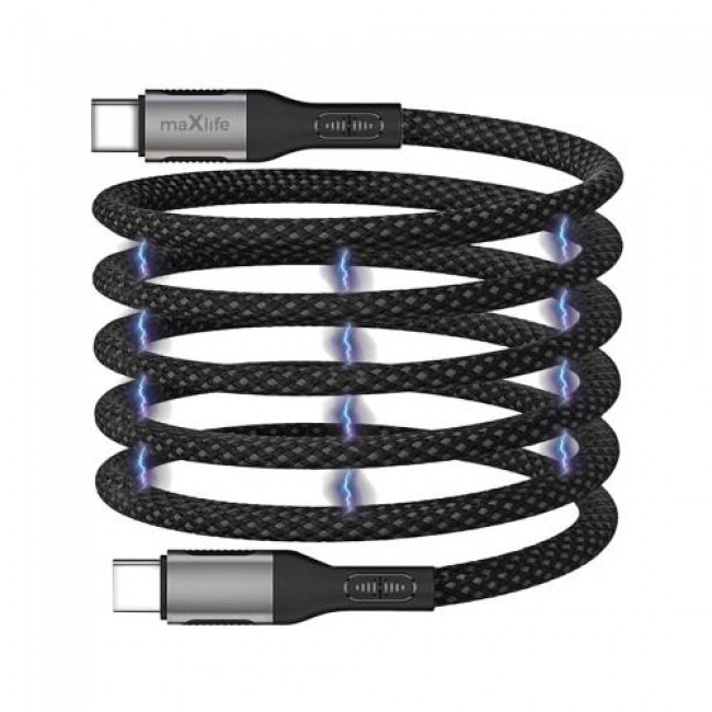 Καλώδιο Σύνδεσης USB 2.0 Maxlife MXUC-11 Magnetic Nylon USB C σε USB C 100W 1m Μαύρο