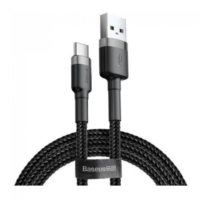 Καλώδιο Σύνδεσης USB 2.0 Baseus Cafule USB A σε USB C 15W 3A 0.5m Μαύρο-Γκρι