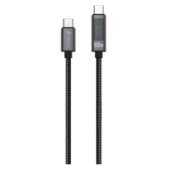Καλώδιο Σύνδεσης USB 2.0 Devia EC313 Metal Woven USB C σε USB C με Οθόνη PD 60W 1.2m Extreme Μαύρο