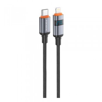 Καλώδιο Σύνδεσης USB 2.0 Foneng X116 Power Display Aluminum Alloy Braided USB C σε Lightning PD 27W 1.2m Μαύρο
