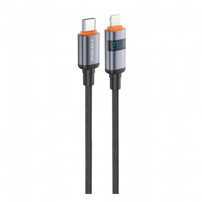 Καλώδιο Σύνδεσης USB 2.0 Foneng X116 Power Display Aluminum Alloy Braided USB C σε Lightning PD 27W 1.2m Μαύρο