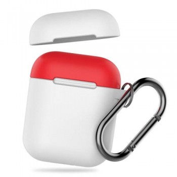 Θήκη Σιλικόνης AhaStyle PT46 Apple AirPods Tone με Γάντζο Λευκό-Κόκκινο