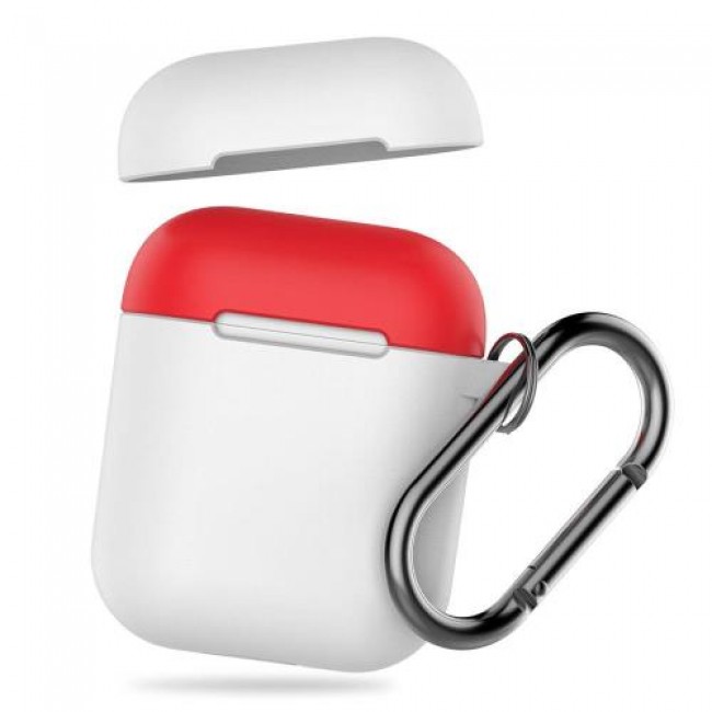 Θήκη Σιλικόνης AhaStyle PT46 Apple AirPods Tone με Γάντζο Λευκό-Κόκκινο Θήκη Σιλικόνης AhaStyle PT46 Apple AirPods Tone με Γάντζο Λευκό-Κόκκινο