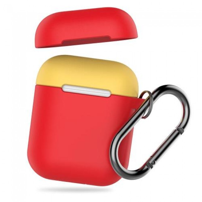 Θήκη Σιλικόνης AhaStyle PT46 Apple AirPods Tone με Γάντζο Κόκκινο-Κίτρινο