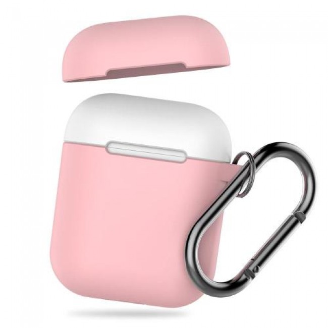 Θήκη Σιλικόνης AhaStyle PT46 Apple AirPods Tone με Γάντζο Ροζ-Λευκό Θήκη Σιλικόνης AhaStyle PT46 Apple AirPods Tone με Γάντζο Ροζ-Λευκό
