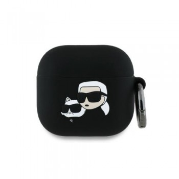 Θήκη Σιλικόνης Karl Lagerfeld Apple AirPods 4 (2024) Karl & Choupette Heads 3D Μαύρο