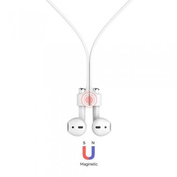 Strap Λαιμού Σιλικόνης AhaStyle PT74 Apple AirPods Magnetic Λευκό