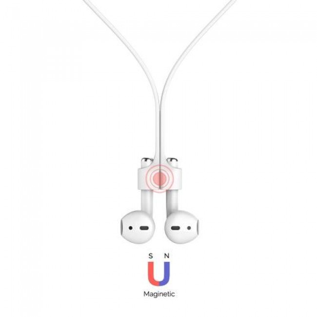 Strap Λαιμού Σιλικόνης AhaStyle PT74 Apple AirPods Magnetic Λευκό
