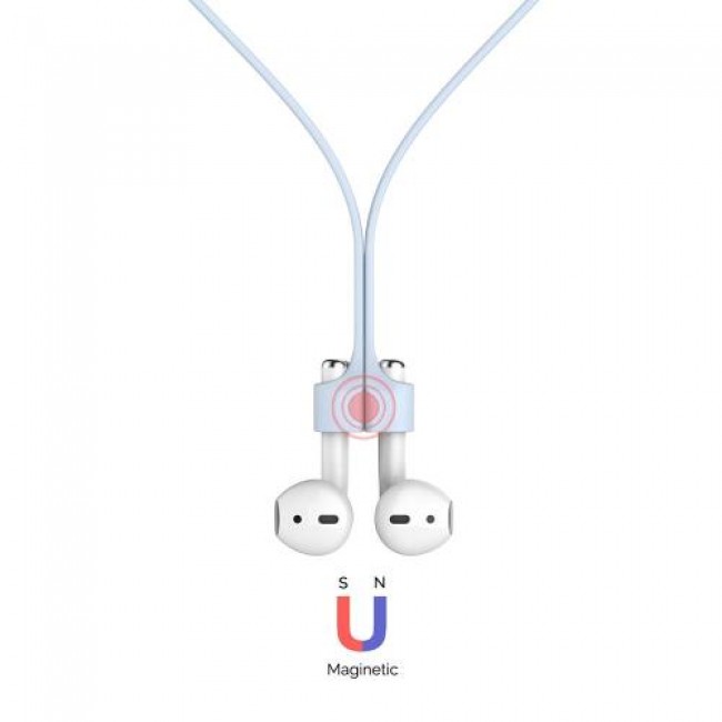 Strap Λαιμού Σιλικόνης AhaStyle PT74 Apple AirPods Magnetic Γαλάζιο