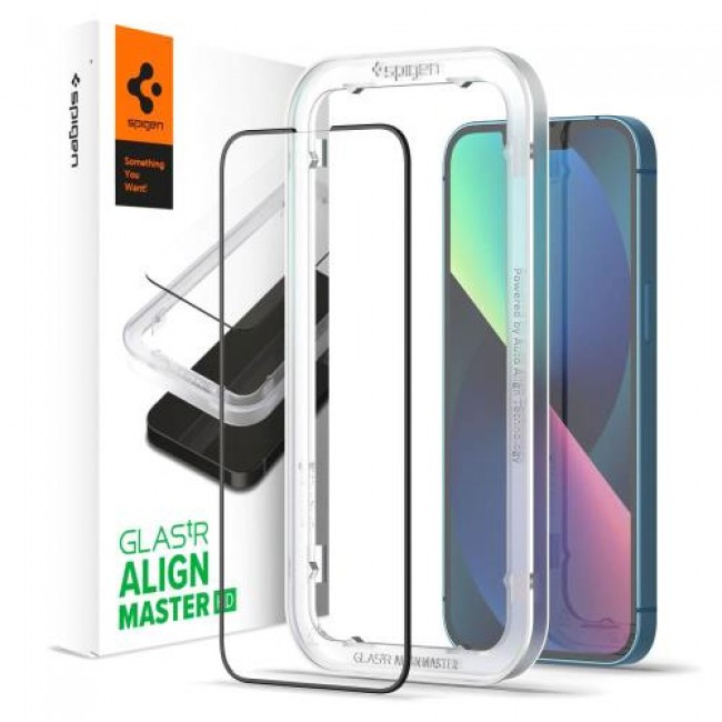 Tempered Glass Full Face Spigen Glas.tR Align Master FC Apple iPhone 13/ 13 Pro/ 14/ 16e Μαύρο